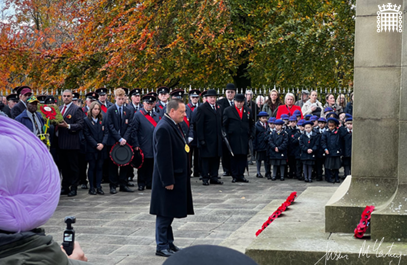 Jason McCartney MP paid his respects at the Greenhead Park memorial in Huddersfield