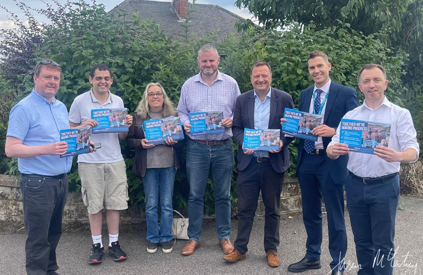 Jason McCartney MP welcomes Conservative Party Co-Chairman Andrew Stephenson MP to Lindley