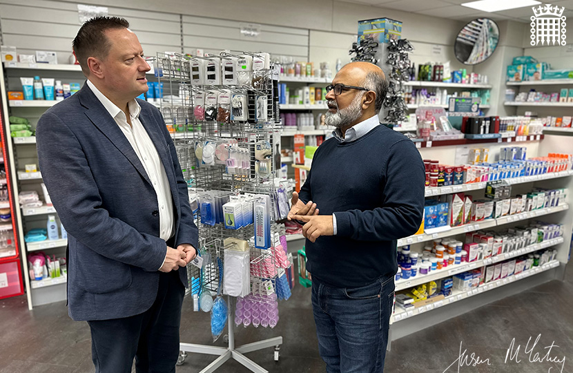 Jason McCartney MP welcomes launch of Pharmacy First services in Colne Valley, Holme Valley and Lindley, as Conservative Government helps deliver 10 million more GP appointments and speed up access to care