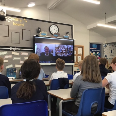 Jason McCartney MP on a Zoom call with Silver Class from St John's J&I School, Golcar