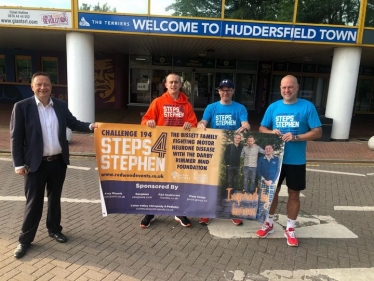 Good luck to Andy, Scott & Harry Bissett who set off from the John Smith’s Stadium this morning to walk 194km for the Darby Rimmer Motor Neurone Disease Foundation.