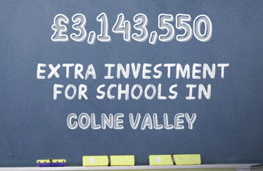 Jason McCartney MP welcomes £3,143,550 in extra funding for schools in Colne Valley thanks to the Conservative Government